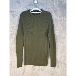 Bossini Lambswool Tunic Sweater Large Army Green Ribbed Base Layer Gorpcore